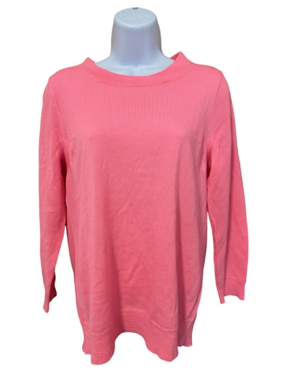 J. Crew Merino Wool Bright Pink/Coral Scoop Neck Sweater Size Medium - Picture 8 of 8